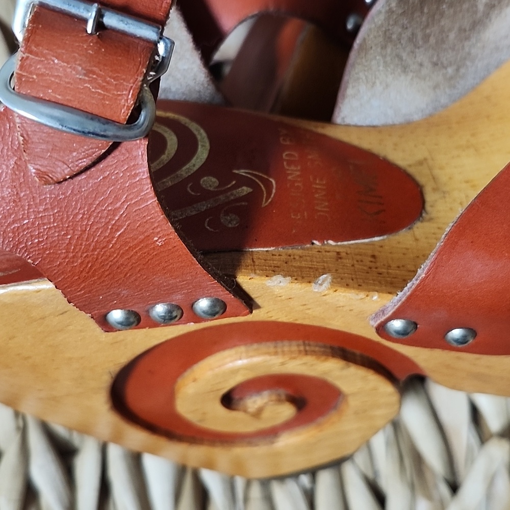 VTG 70s Bonnie Smith For KIMEL Women's Red Leather Platform Sandals Shoes Sz 6 - Picture 11 of 13